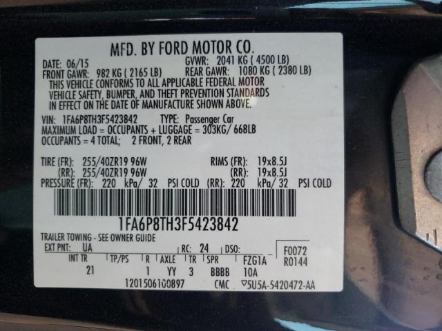 Photo 10 from auction – 2015 FORD MUSTANG with VIN 1FA6P8TH3F5423842
