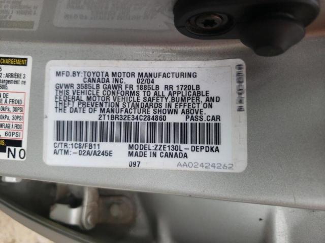 Photo 10 from auction – 2004 TOYOTA COROLLA CE with VIN 2T1BR32E34C284860