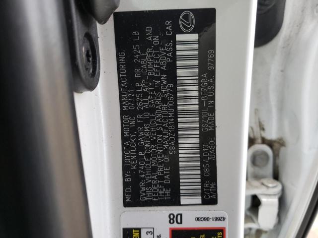 Photo 10 from auction – 2021 LEXUS ES 350 BAS with VIN 58ADZ1B14MU106778