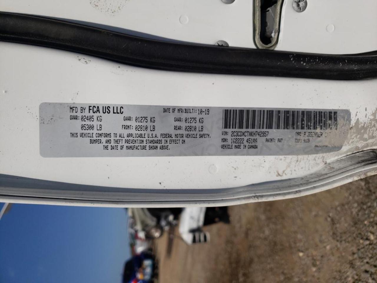 Photo 10 from auction – 2019 DODGE CHARGER R/ with VIN 2C3CDXCTXKH742957