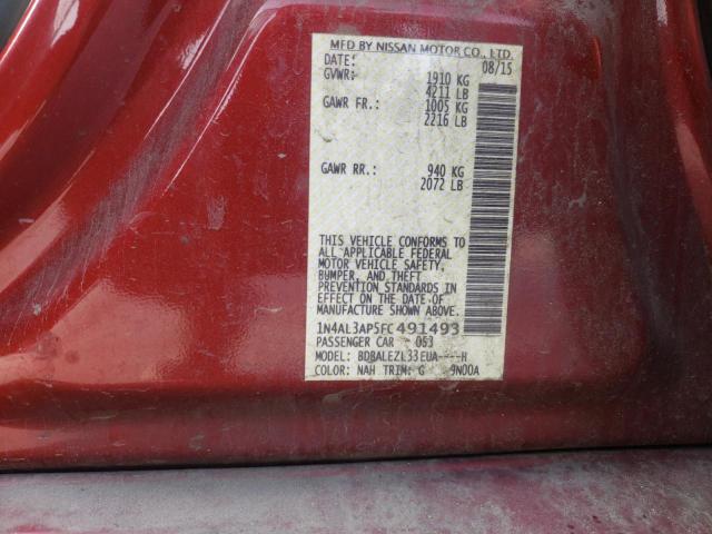 Photo 10 from auction – 2015 NISSAN ALTIMA 2.5 with VIN 1N4AL3AP5FC491493