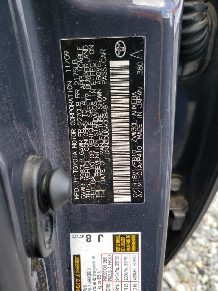 Photo 10 from auction – 2010 TOYOTA PRIUS with VIN JTDKN3DU6A0084819