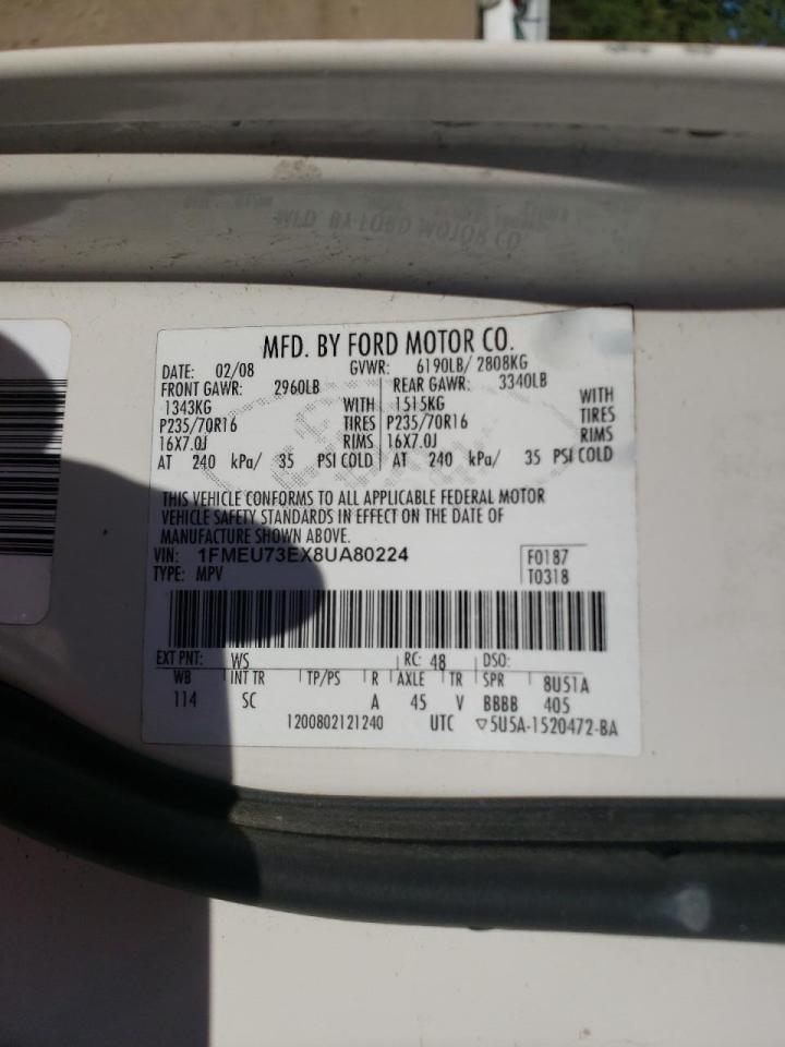 Photo 20 from auction – 2008 FORD EXPLORER X with VIN 1FMEU73EX8UA80224