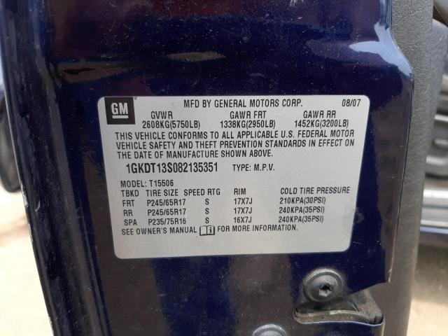 Photo 10 from auction – 2008 GMC ENVOY with VIN 1GKDT13S082135351