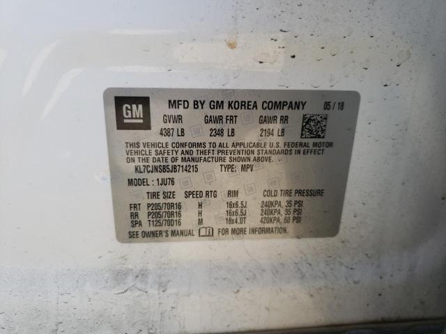 Photo 10 from auction – 2018 CHEVROLET TRAX LS with VIN KL7CJNSB5JB714215