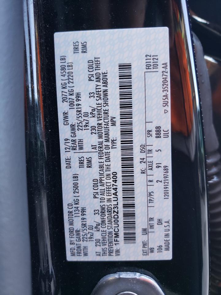 Photo 10 from auction – 2020 FORD ESCAPE TIT with VIN 1FMCU0DZ3LUA47400
