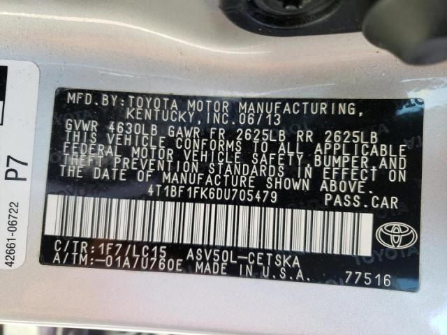 Photo 10 from auction – 2013 TOYOTA CAMRY L with VIN 4T1BF1FK6DU705479