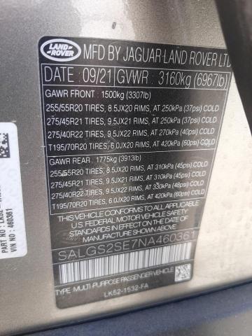 Photo 10 from auction – 2022 LAND ROVER RANGE ROVE with VIN SALGS2SE7NA460361