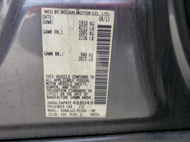 Photo 10 from auction – 2015 NISSAN ALTIMA 2.5 with VIN 1N4AL3AP4FC488049