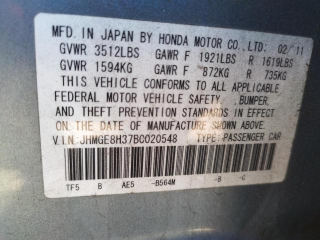 Photo 10 from auction – 2011 HONDA FIT with VIN JHMGE8H37BC020548