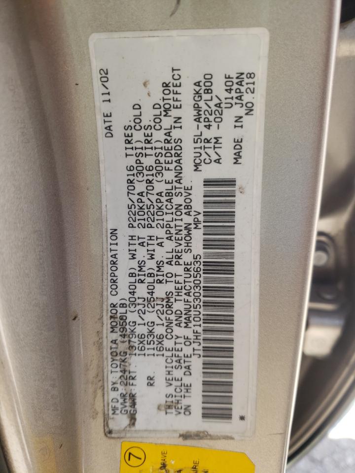 Photo 10 from auction – 2003 LEXUS RX 300 with VIN JTJHF10U530305635