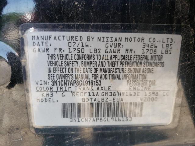 Photo 10 from auction – 2016 NISSAN VERSA S with VIN 3N1CN7AP8GL916153