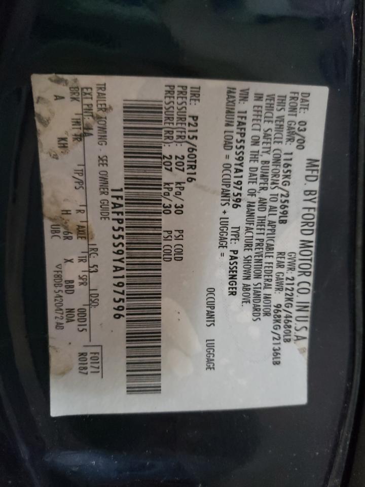 Photo 10 from auction – 2000 FORD TAURUS SES with VIN 1FAFP55S9YA197596