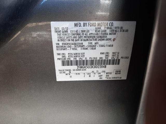 Photo 10 from auction – 2012 FORD FLEX SEL with VIN 2FMGK5CC0CBD22048