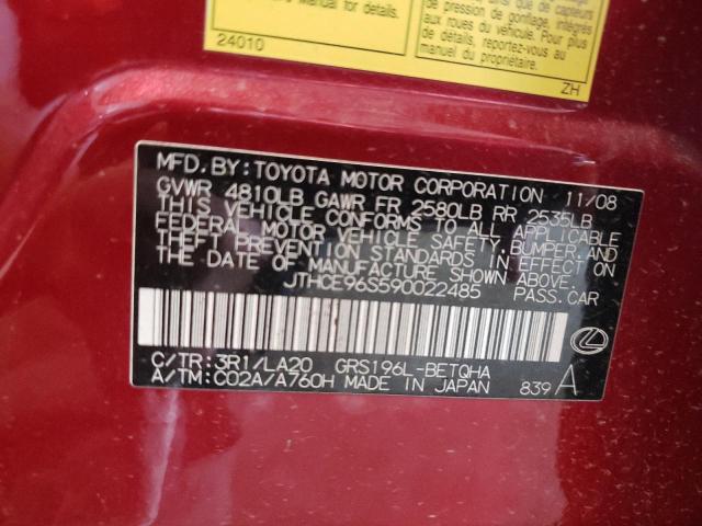 Photo 10 from auction – 2009 LEXUS GS 350 with VIN JTHCE96S590022485
