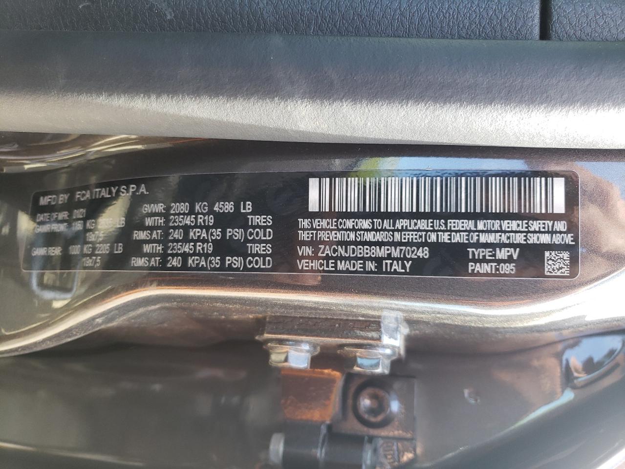 Photo 10 from auction – 2021 JEEP RENEGADE L with VIN ZACNJDBB8MPM70248