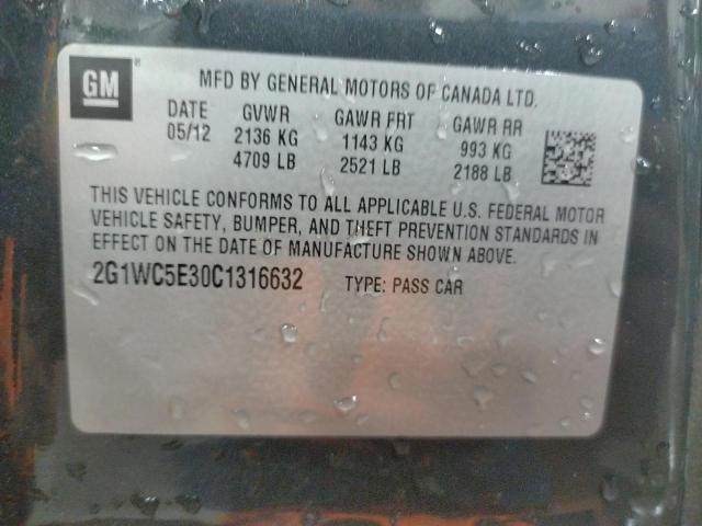 CHEVROLET IMPALA LTZ 2012 with VIN 2G1WC5E30C1316632 - Photo from auction