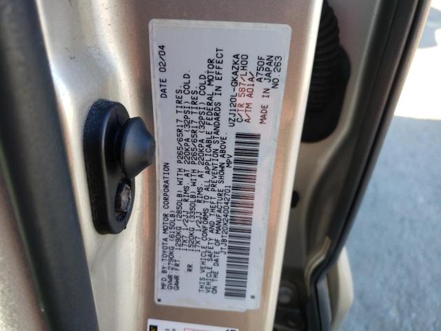 Photo 10 from auction – 2004 LEXUS GX 470 with VIN JTJBT20X240042701