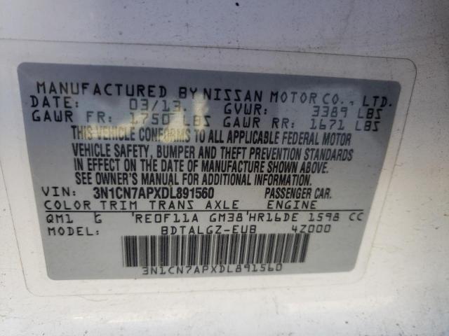 Photo 10 from auction – 2013 NISSAN VERSA S with VIN 3N1CN7APXDL891560