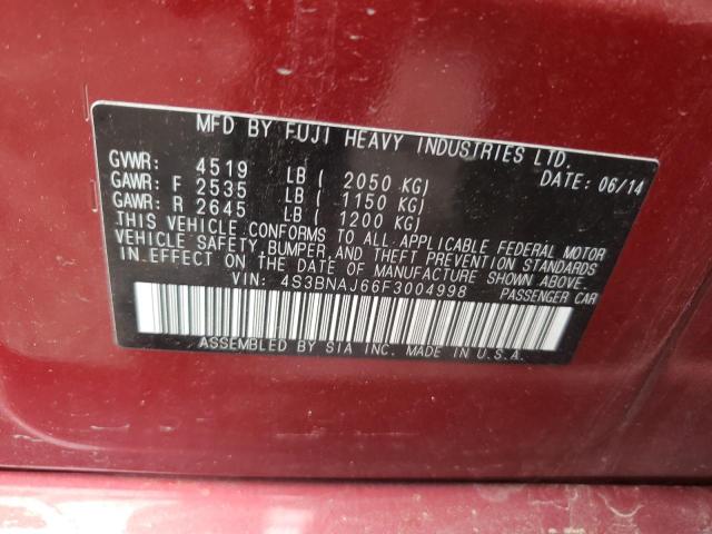 Photo 10 from auction – 2015 SUBARU LEGACY 2.5 with VIN 4S3BNAJ66F3004998