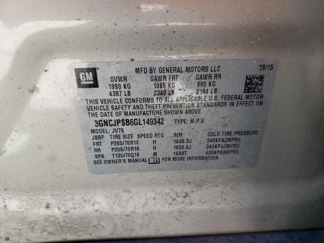 Photo 10 from auction – 2016 CHEVROLET TRAX 1LT with VIN 3GNCJPSB6GL149342