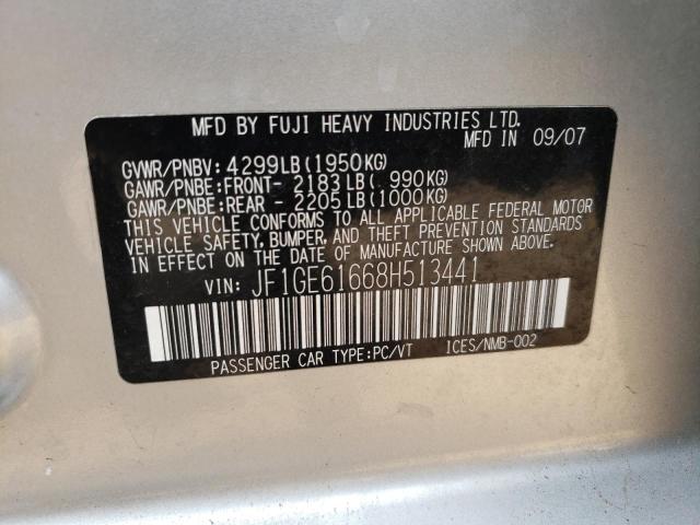 Photo 10 from auction – 2008 SUBARU IMPREZA 2. with VIN JF1GE61668H513441