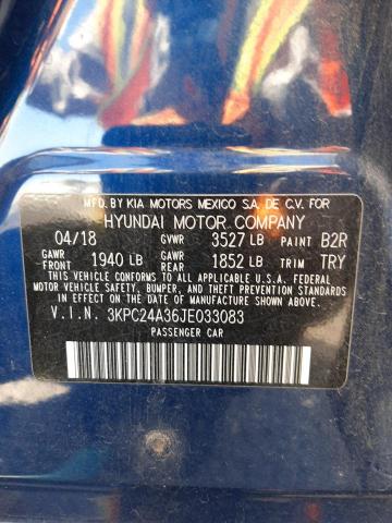 Photo 10 from auction – 2018 HYUNDAI ACCENT SE with VIN 3KPC24A36JE033083
