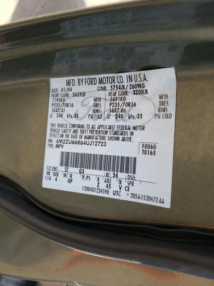Photo 10 from auction – 2004 MERCURY MOUNTAINEE with VIN 4M2ZU66K64UJ12723