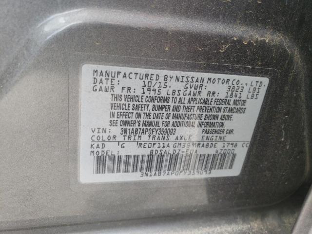 Photo 10 from auction – 2015 NISSAN SENTRA S with VIN 3N1AB7AP0FY359093