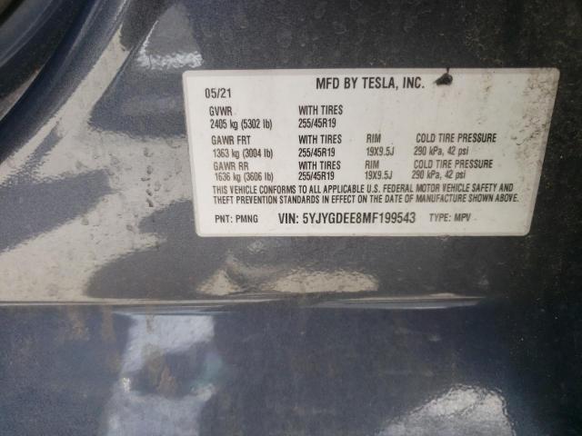 صورة رقم 10 من المزاد - 2021 TESLA MODEL Y مع VIN 5YJYGDEE8MF199543