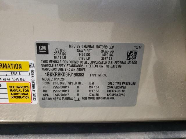 Photo 10 from auction – 2015 GMC ACADIA SLT with VIN 1GKKRRKD6FJ198383