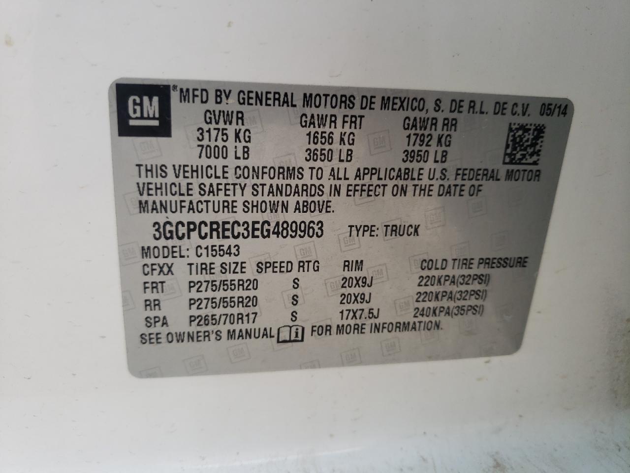 Photo 10 from auction – 2014 CHEVROLET SILVERADO with VIN 3GCPCREC3EG489963