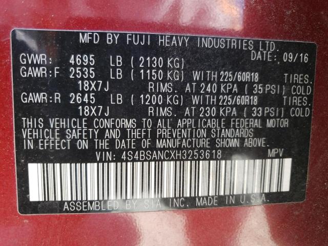 Foto 10 de la subasta – 2017 SUBARU OUTBACK 2. con VIN 4S4BSANCXH3253618
