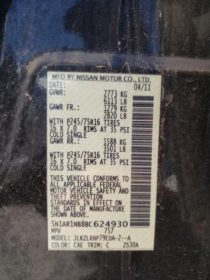 Photo 10 from auction – 2011 NISSAN PATHFINDER with VIN 5N1AR1NB8BC624930