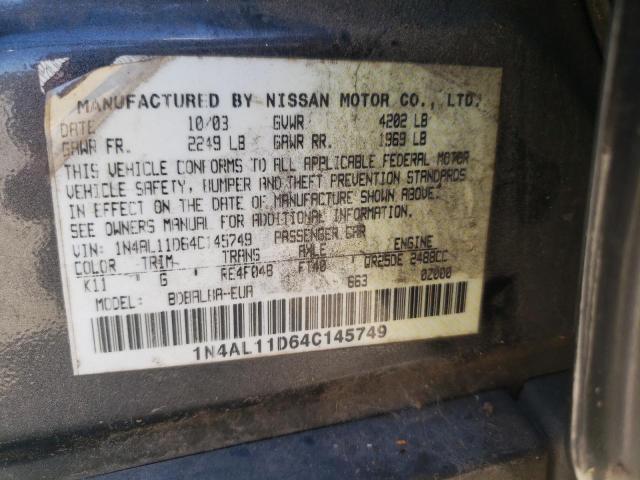 Photo 10 from auction – 2004 NISSAN ALTIMA BAS with VIN 1N4AL11D64C145749