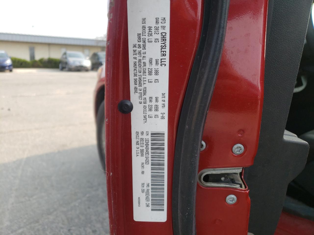Photo 10 from auction – 2009 DODGE CALIBER SX with VIN 1B3HB48A49D164263