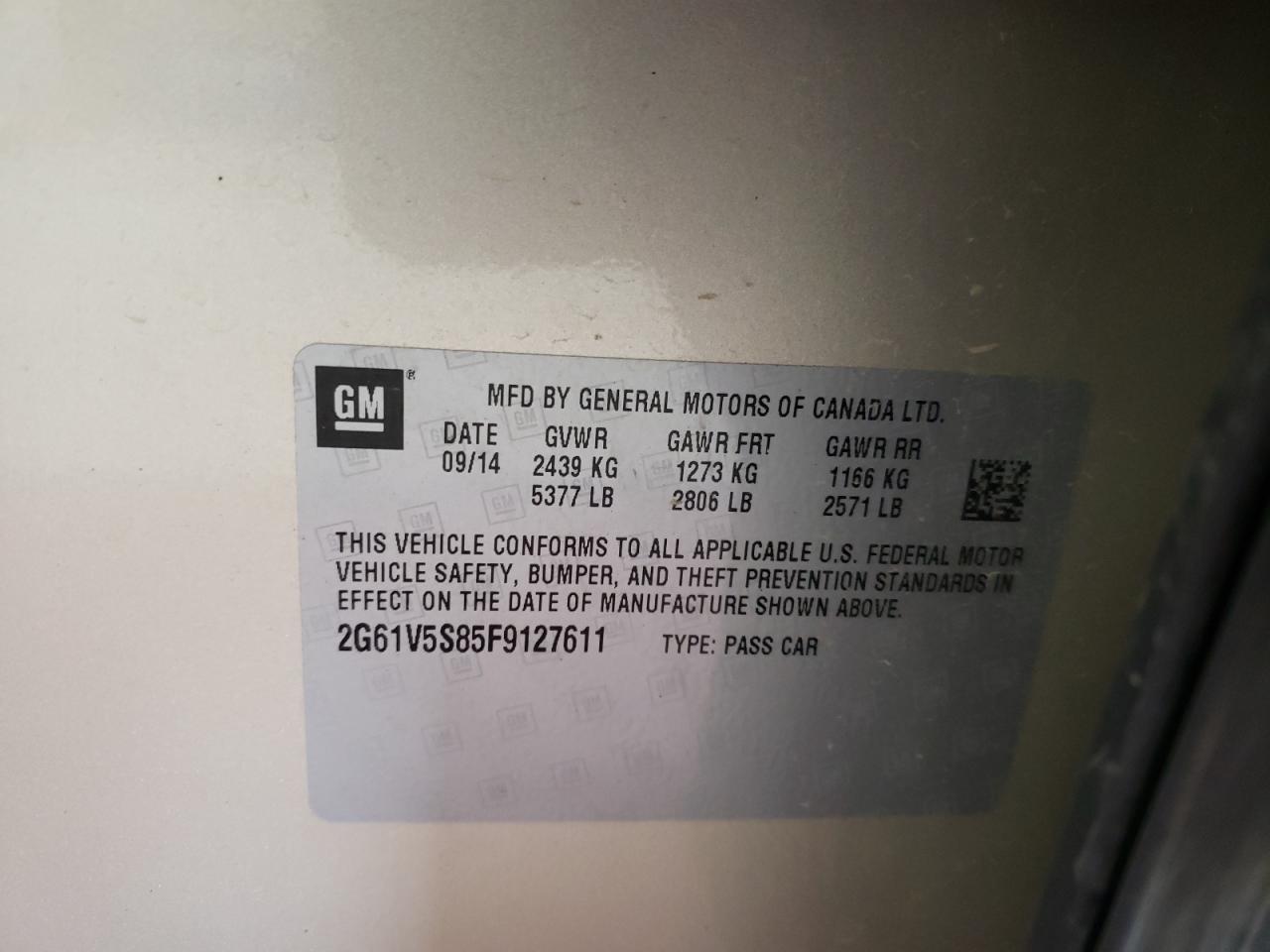 Photo 20 from auction – 2015 CADILLAC XTS VSPORT with VIN 2G61V5S85F9127611