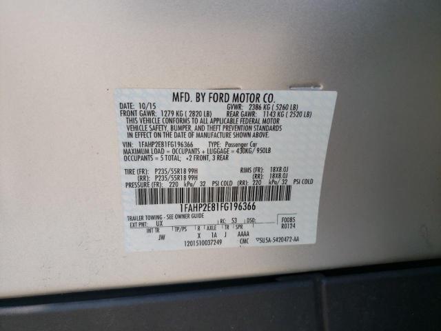 Photo 10 from auction – 2015 FORD TAURUS SEL with VIN 1FAHP2E81FG196366