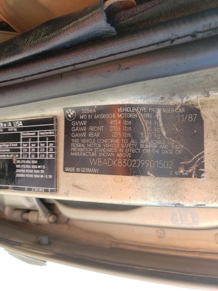 Photo 10 from auction – 1988 BMW 528 E AUTO with VIN WBADK8302J9901502
