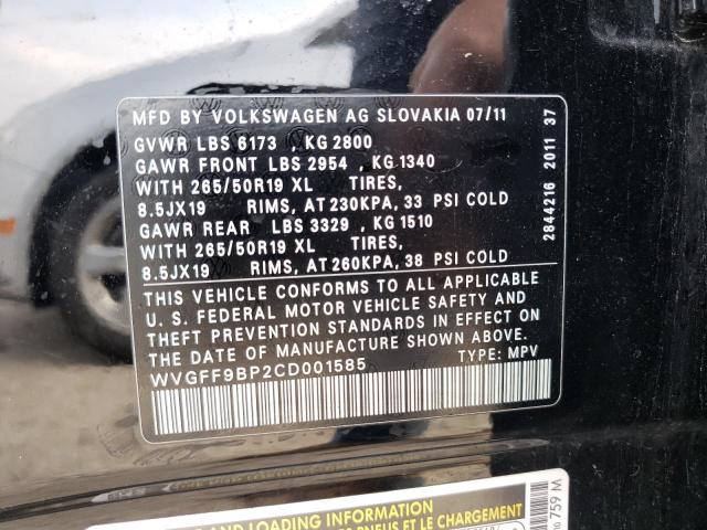 Photo 10 from auction – 2012 VOLKSWAGEN TOUAREG V6 with VIN WVGFF9BP2CD001585