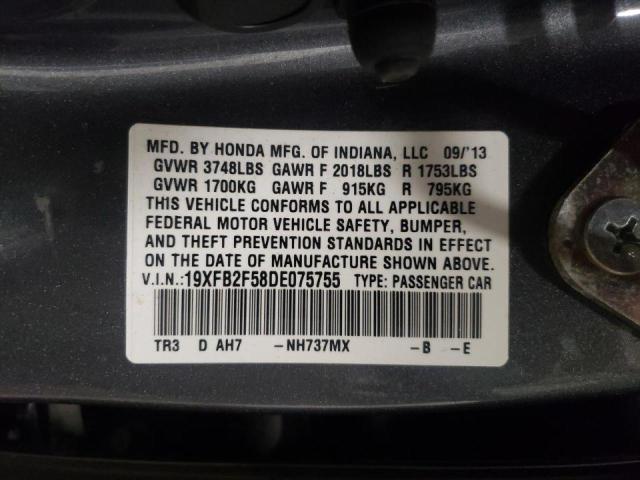 Photo 10 from auction – 2013 HONDA CIVIC with VIN 19XFB2F58DE075755