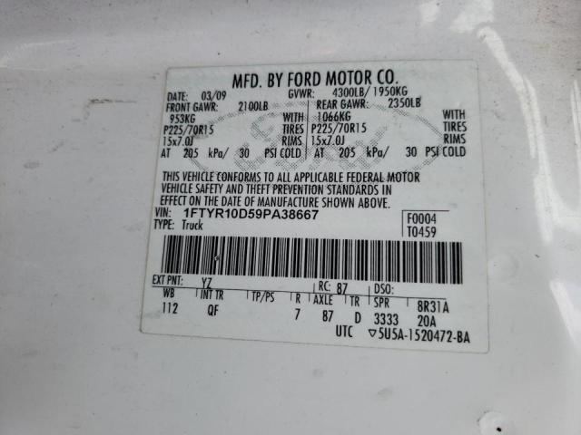 Photo 10 from auction – 2009 FORD RANGER with VIN 1FTYR10D59PA38667