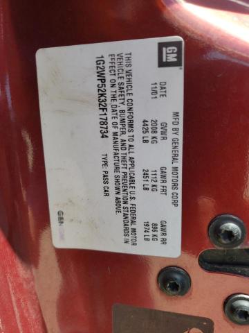 Photo 10 from auction – 2002 PONTIAC GRAND PRIX with VIN 1G2WP52K32F178734