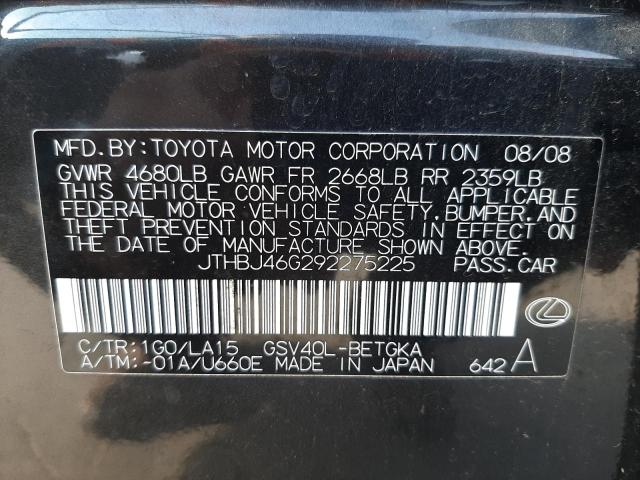 Photo 10 from auction – 2009 LEXUS ES 350 with VIN JTHBJ46G292275225