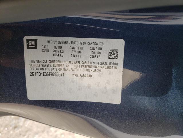 Photo 10 from auction – 2015 CHEVROLET CAMARO LT with VIN 2G1FD1E36F9236571