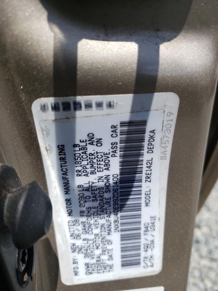 Photo 10 from auction – 2009 TOYOTA COROLLA BA with VIN 1NXBU40E99Z061400