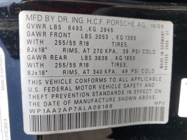 Photo 10 from auction – 2010 PORSCHE CAYENNE with VIN WP1AA2AP7ALA06188