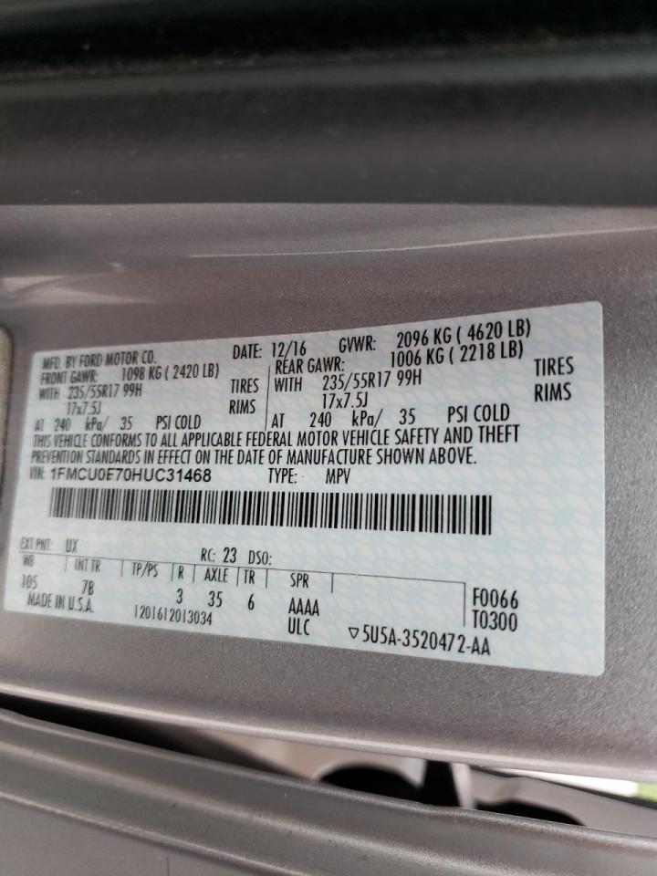 Photo 10 from auction – 2017 FORD ESCAPE S with VIN 1FMCU0F70HUC31468