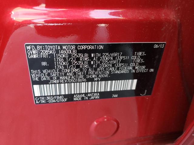 Photo 10 from auction – 2013 TOYOTA RAV4 LE with VIN JTMBFREV7D5018696