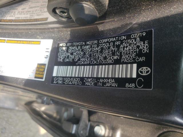 Photo 10 from auction – 2019 TOYOTA PRIUS with VIN JTDKARFU0K3100380